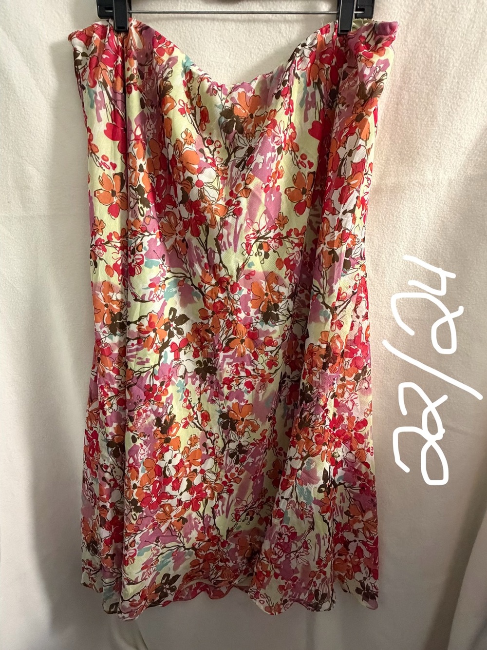 Floral Strapless Midi skirt in Pink & Orange